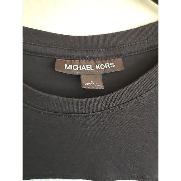 Michael Kors Mens Cotton Blend MK Logo Crew Neck T Shirt Black Small - Picture 2 of 7